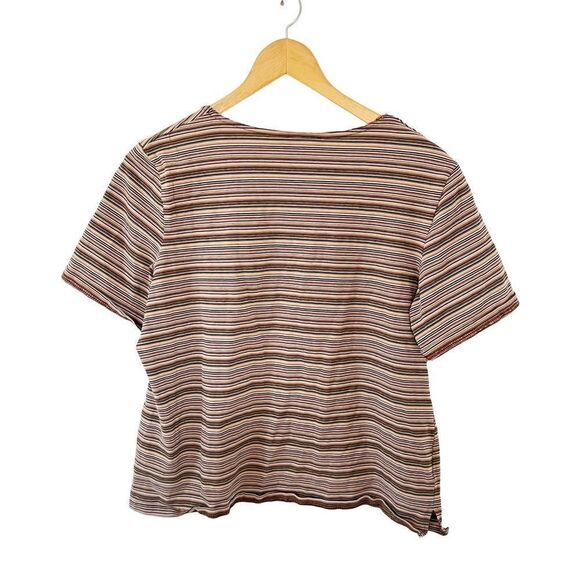 Solar Lasania Brown Shades Striped Short Sleeve T-Shirt - Picture 2 of 6